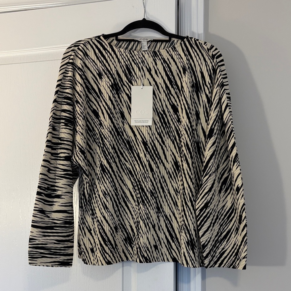COS Black and Cream Patterned Long Sleeve Top